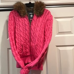 Victoria's Secret Pink Faux Fur Lined Knit Jacket